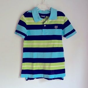 Chaps Striped Polo Shirt Turquoise/ Bright Green/Navy Size 7